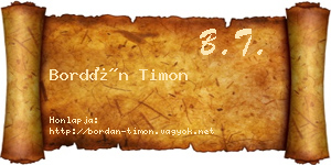 Bordán Timon névjegykártya